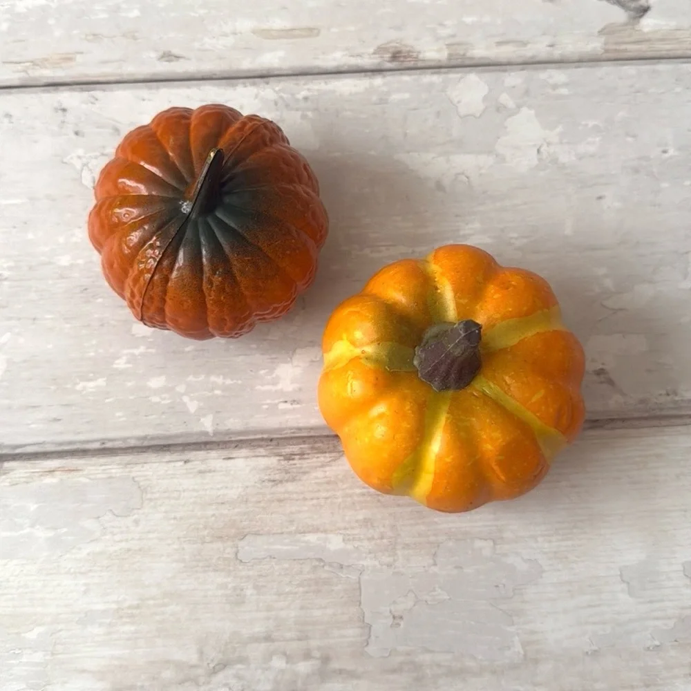 Mini Pumpkins Home Fall Halloween Thanksgiving Decor Set of 2